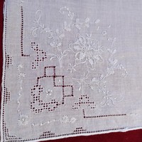 White handkerchief, ticket handkerchief, 29 x 31 cm
