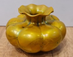 Gold-green eosin onion vase with Zsolnay shield seal