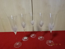 Champagne glass with letter pattern and crystal glass base, five in one. He has! Jókai.