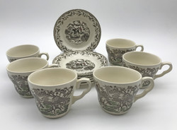 Angol Ironstone EIT fajansz porcelán jelenetes 6 személyes teás készlet