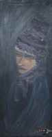 Bari Janó: Női portré (olaj, vászon, 50x20 cm) arckép