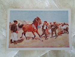 Régi képeslap levelezőlap- Benyovszky : Lóvásár