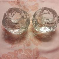 2 pcs kosta boda swedish crystal glass candle holder, candle holder - named snowball
