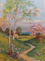 Old Easter postcard 1931 postcard spring landscape