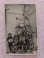 Régi karácsonyfa fotó 1944 kisfiú fénykép játékok
