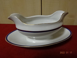 Zsolnay porcelain sauce bowl with placemat, antique, cobalt blue and gold stripes. He has! Jókai.