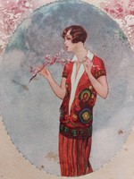 Régi art deco képeslap 1930 T. Corbella művészrajz levelezőlap