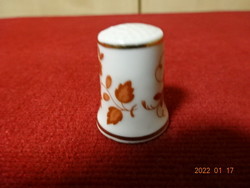Hollóház porcelain thimble with brown leaf pattern. He has! Jókai.