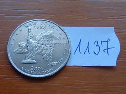 USA 25 CENT 1/4 DOLLÁR 2001 D (New York), Réz-nikkellel futtatott réz, G. Washington #1137