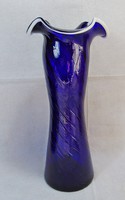 Kék szakított huta üveg váza