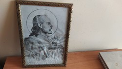 Ritka Márton Lajos szentkép akvarell vegyes 30x21 cm kerettel