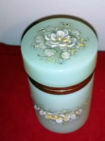 Old onyx semi-precious stone jewelry box with floral decoration