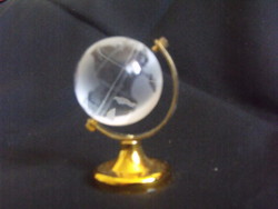 Miniatűr tömör kristály üveg Földgömb gravírozott üveg gömb világtérkép