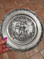 Fabulous German tin wedding plate wall decoration