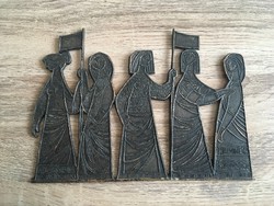 Nő alakos iparművészi bronz fali dísz