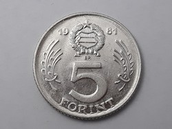 Magyarország 5 Forint 1981 érme - Magyar ötös 5 Ft 1981 pénzérme