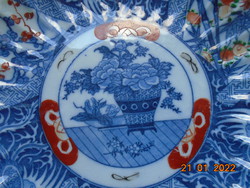 19.sz KORANSHA orchidea jellel FUKAGAWA ARITA mitikus Főnix madárral, tájképpel japán dísztál