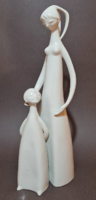 J.Seregély Márta-mother and daughter / k.Porc.Factory- anno drasche / rare porcelain figurine