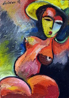 Cubist nude - young lady in yellow hat!