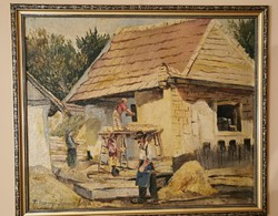 Tihanyi János Lajos - Munkás emberek - Eredeti festmény garanciával
