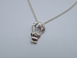 Kk1318 Silver Parachute Teddy Bear Pendant and Necklace Set with 925 Branded Bears