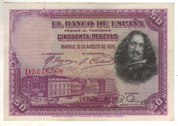 50 peseta 1928 Spanyolország "D" sorozat Kiváló