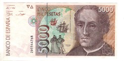 5000 peseta 1992 Spanyolország kiváló