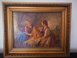 Antal - kelengye of Péczely, circa 1920 oil painting, life picture, folk