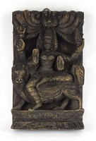 1H193 Large Oriental Siva Wood Carving Hindu Wall Decoration 30.5 X 19cm