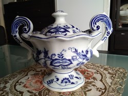 Special custom sugar bowl with two handles with Meissen onion pattern and mark!