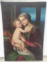 Antik Mária gyerek Jézus festmény szép nagyméretű festmény ! 70x 100 cm ! Madonna gyerekkel