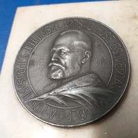 Bronz,Réz Bődi Kálmán /1885-1956/ Plakett,Érem Márványon.Gróf Tisza István 1918. 6 cm.