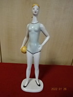 Hollóházi porcelán figura, labdázó lány, magassága 25 cm. Vanneki! Jókai.