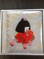 Régi Japán nagy méretű fotóalbum hajtogatott textil díszítéssel