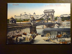 Budapest Lánchíd piac képeslap