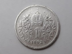 Ausztria Ezüst 1 Korona 1893 érme - Osztrák 1 Corona 1893 külföldi pénzérme
