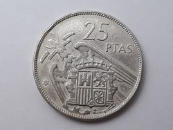 Spain 25 pesetas 1957 59 coin - Spanish 25 pesetas 1957 59 foreign coin