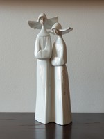 Extrém ritka gyűjtői Lladro spanyol porcelán apácák apáca páros porcelán figura 33 cm