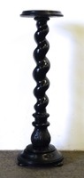 1H302 Antik fekete csavart faragott virágtartó szobortartó posztamens 102 cm