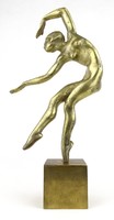 1H320 Copper Art Deco Dancing Woman Statue 29.5 Cm