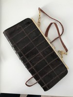 Genuine snakeskin bag with crocodile strap