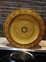 Carved burnt metal inlaid with rich inlay wall plate 19 cm