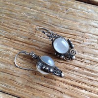 Old handmade moonstone silver earrings