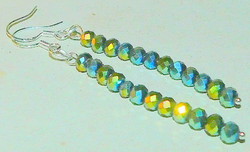 Titanium Rainbow Flame Aura Quartz Pearl Earrings 5.5 Cm!