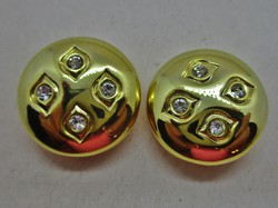 Beautiful antique gilded button decoration with white stones 2pcs