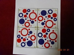Glass coaster, blue and red hoop, size 9 x 9 cm. He has! Jókai.