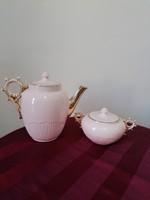 Waechtersbach powder pink porcelain coffee spout + sugar bowl