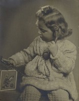 1H429 old framed child photography 27.5 X 20.5 Cm