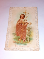 Antique, embossed Saint John, lacy prayer image, rarity image! 35.