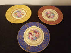 Három darab Bavaria Rosenthal porcelán dísztányér, empire dekorációval